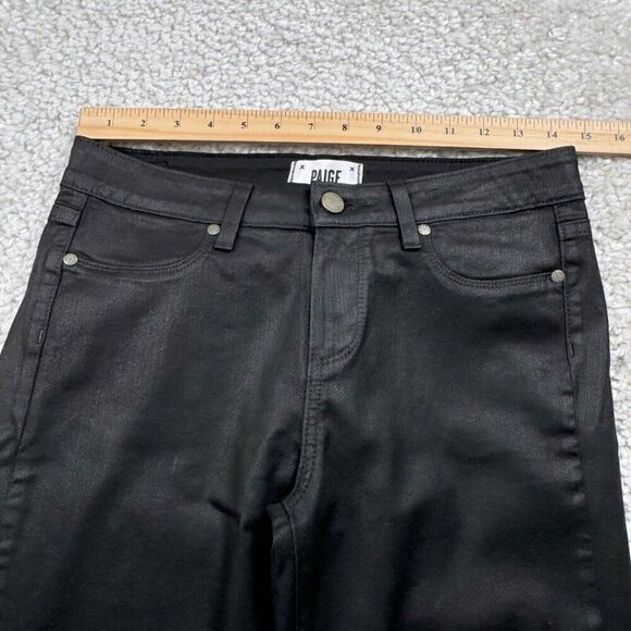 PAIGE Verdugo Ankle Black Silk Coated Skinny Jean - Picture 13 of 16